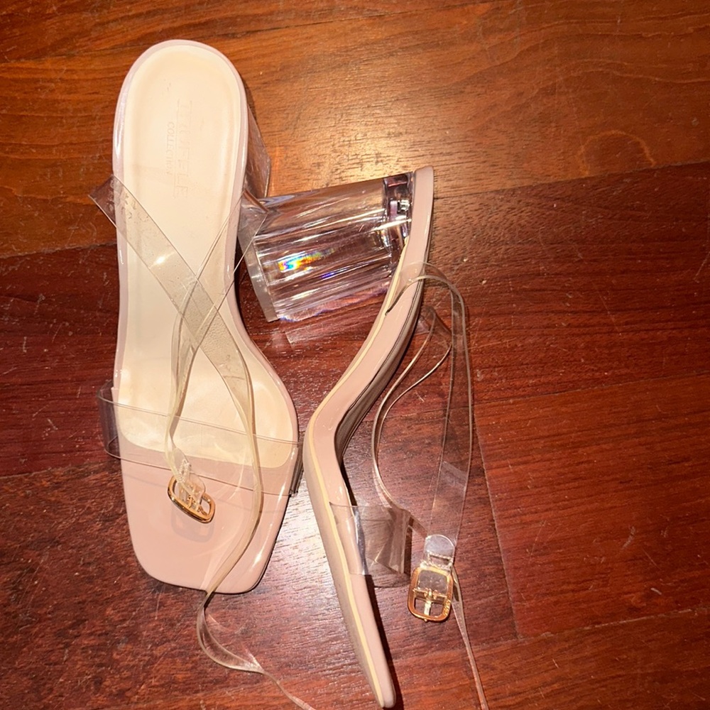 See- through healed sandals
